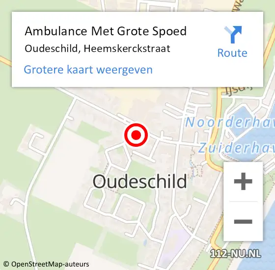 Locatie op kaart van de 112 melding: Ambulance Met Grote Spoed Naar Oudeschild, Heemskerckstraat op 10 juni 2024 15:50