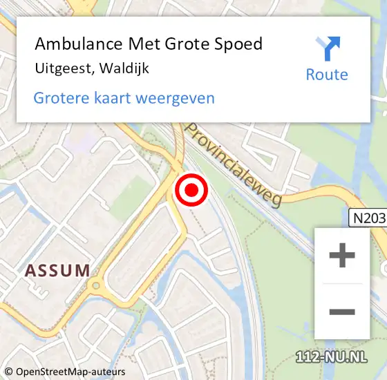 Locatie op kaart van de 112 melding: Ambulance Met Grote Spoed Naar Uitgeest, Waldijk op 10 juni 2024 15:50