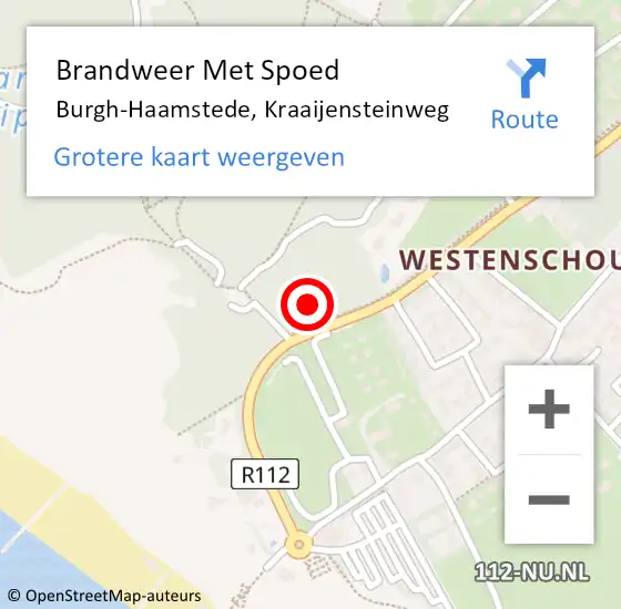 Locatie op kaart van de 112 melding: Brandweer Met Spoed Naar Burgh-Haamstede, Kraaijensteinweg op 10 juni 2024 15:59