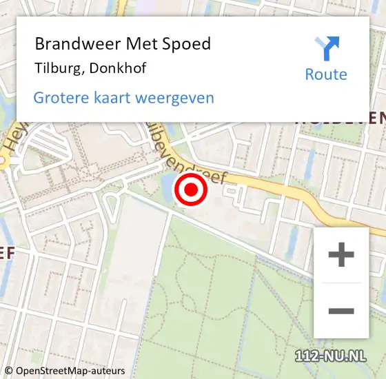 Locatie op kaart van de 112 melding: Brandweer Met Spoed Naar Tilburg, Donkhof op 10 juni 2024 16:16