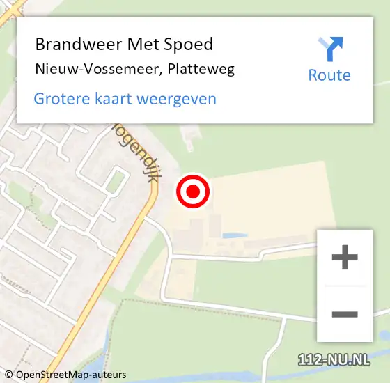 Locatie op kaart van de 112 melding: Brandweer Met Spoed Naar Nieuw-Vossemeer, Platteweg op 10 juni 2024 16:17