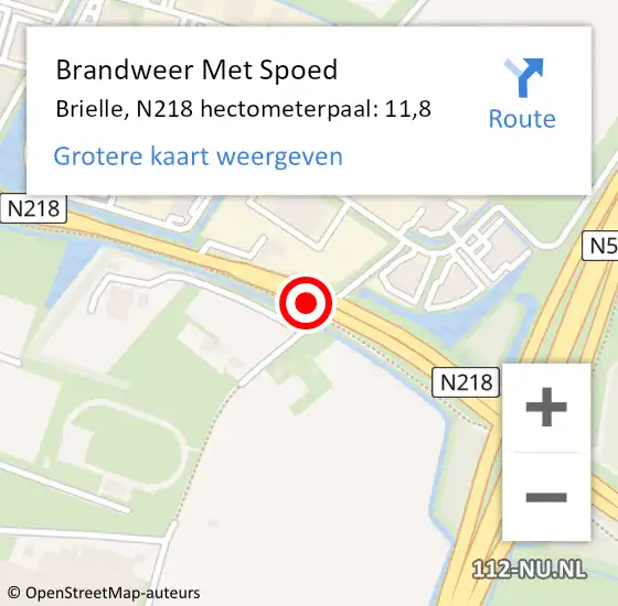 Locatie op kaart van de 112 melding: Brandweer Met Spoed Naar Brielle, N218 hectometerpaal: 11,8 op 10 juni 2024 16:20