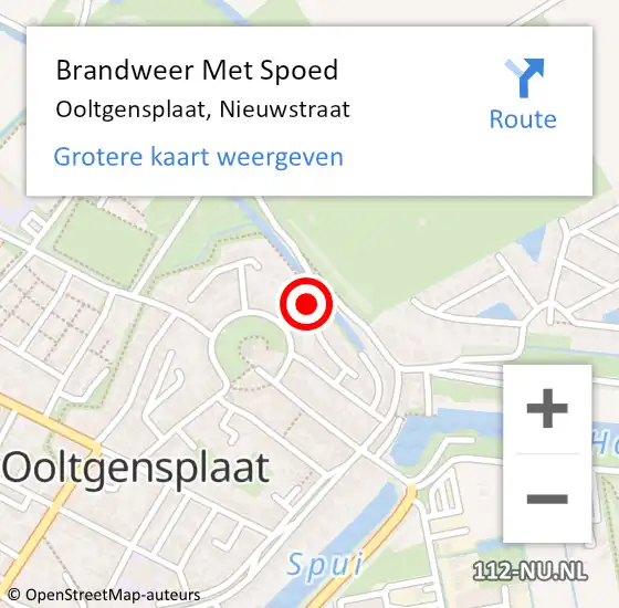 Locatie op kaart van de 112 melding: Brandweer Met Spoed Naar Ooltgensplaat, Nieuwstraat op 10 juni 2024 16:29