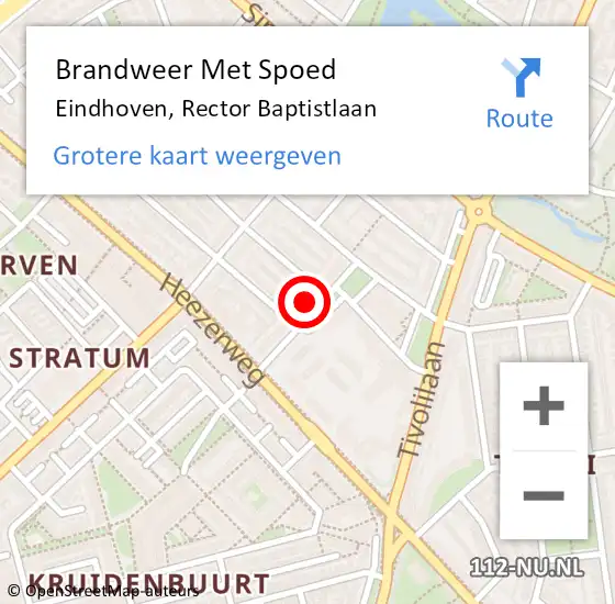 Locatie op kaart van de 112 melding: Brandweer Met Spoed Naar Eindhoven, Rector Baptistlaan op 10 juni 2024 16:35