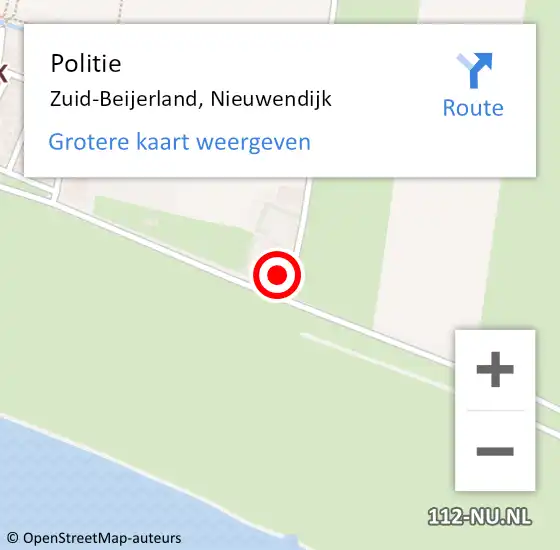 Locatie op kaart van de 112 melding: Politie Zuid-Beijerland, Nieuwendijk op 10 juni 2024 16:43