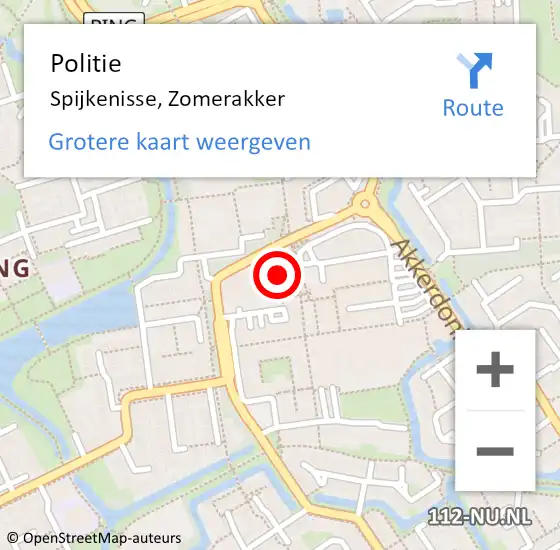 Locatie op kaart van de 112 melding: Politie Spijkenisse, Zomerakker op 10 juni 2024 16:48