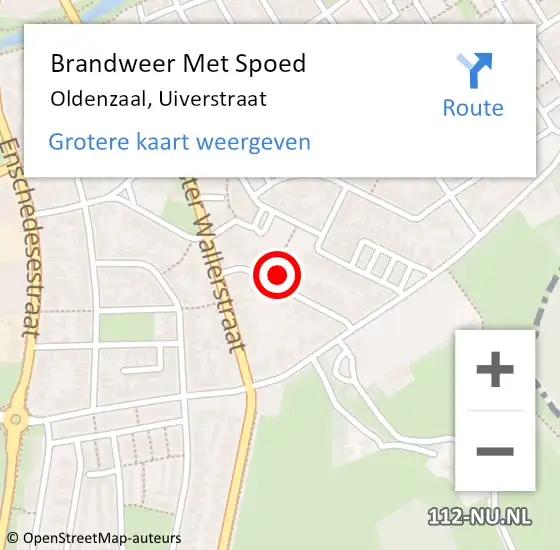 Locatie op kaart van de 112 melding: Brandweer Met Spoed Naar Oldenzaal, Uiverstraat op 10 juni 2024 16:49