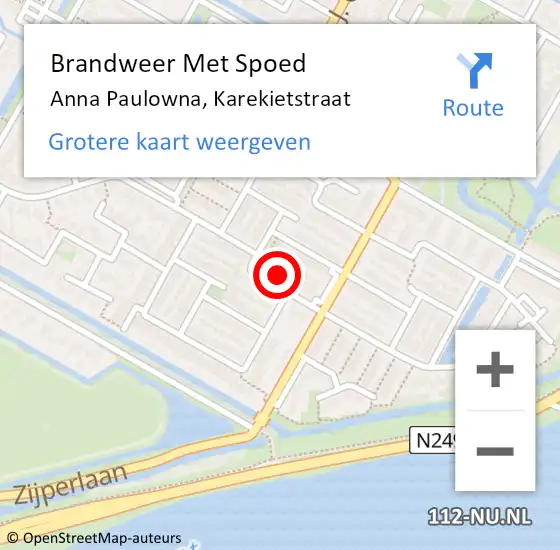 Locatie op kaart van de 112 melding: Brandweer Met Spoed Naar Anna Paulowna, Karekietstraat op 10 juni 2024 16:50