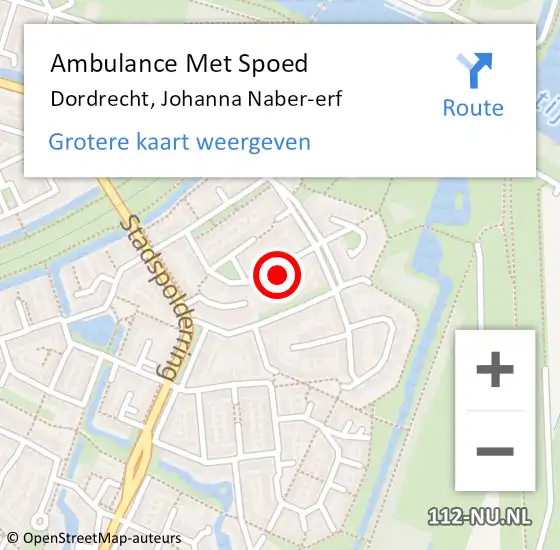 Locatie op kaart van de 112 melding: Ambulance Met Spoed Naar Dordrecht, Johanna Naber-erf op 10 juni 2024 16:53