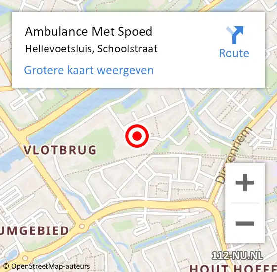 Locatie op kaart van de 112 melding: Ambulance Met Spoed Naar Hellevoetsluis, Schoolstraat op 10 juni 2024 17:00