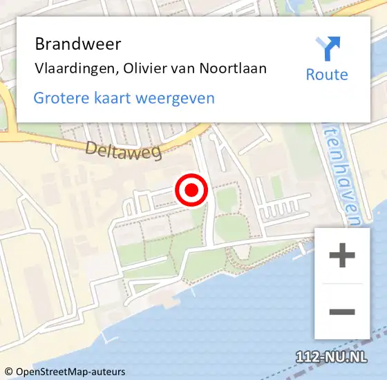 Locatie op kaart van de 112 melding: Brandweer Vlaardingen, Olivier van Noortlaan op 10 juni 2024 17:01