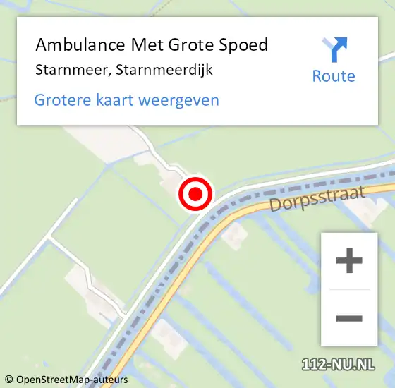 Locatie op kaart van de 112 melding: Ambulance Met Grote Spoed Naar Starnmeer, Starnmeerdijk op 9 oktober 2014 03:10