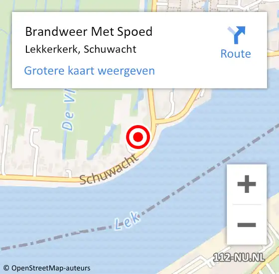 Locatie op kaart van de 112 melding: Brandweer Met Spoed Naar Lekkerkerk, Schuwacht op 10 juni 2024 17:02