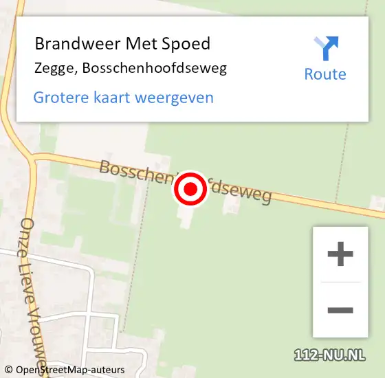 Locatie op kaart van de 112 melding: Brandweer Met Spoed Naar Zegge, Bosschenhoofdseweg op 10 juni 2024 17:08