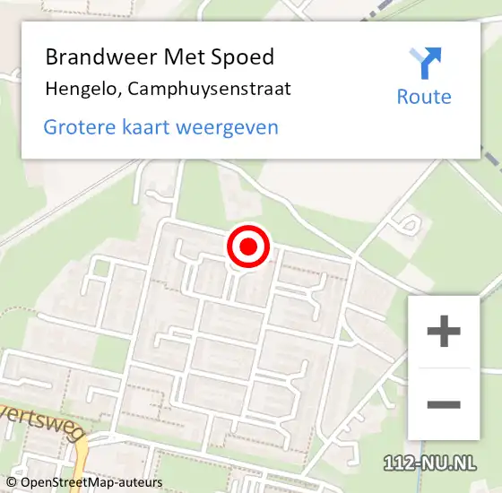 Locatie op kaart van de 112 melding: Brandweer Met Spoed Naar Hengelo, Camphuysenstraat op 10 juni 2024 17:14