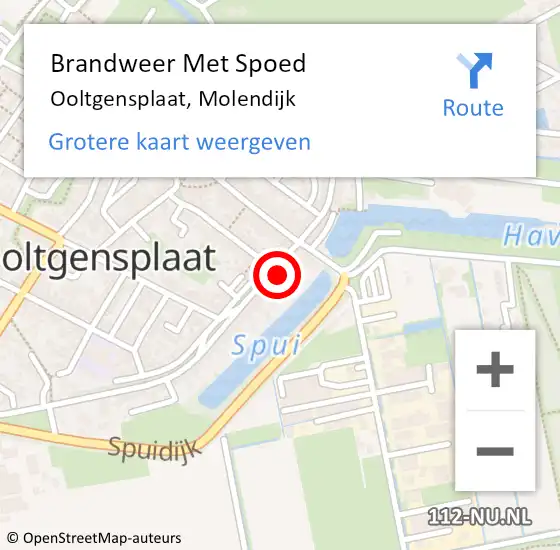 Locatie op kaart van de 112 melding: Brandweer Met Spoed Naar Ooltgensplaat, Molendijk op 10 juni 2024 17:19