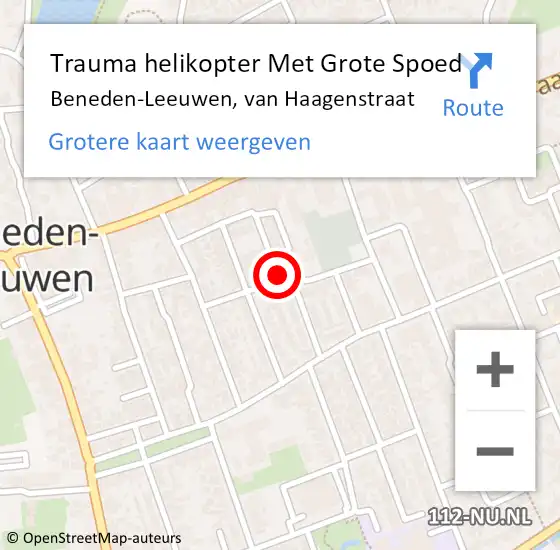 Locatie op kaart van de 112 melding: Trauma helikopter Met Grote Spoed Naar Beneden-Leeuwen, van Haagenstraat op 10 juni 2024 17:19