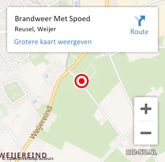 Locatie op kaart van de 112 melding: Brandweer Met Spoed Naar Reusel, Weijer op 10 juni 2024 17:20