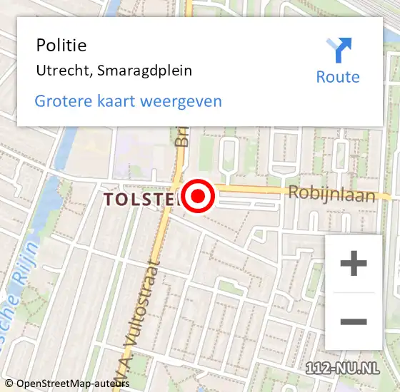 Locatie op kaart van de 112 melding: Politie Utrecht, Smaragdplein op 10 juni 2024 17:22