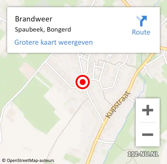 Locatie op kaart van de 112 melding: Brandweer Spaubeek, Bongerd op 9 oktober 2014 03:21