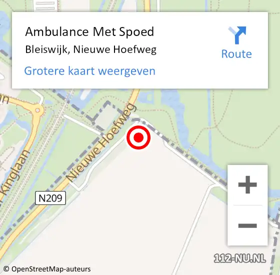 Locatie op kaart van de 112 melding: Ambulance Met Spoed Naar Bleiswijk, Nieuwe Hoefweg op 10 juni 2024 17:38