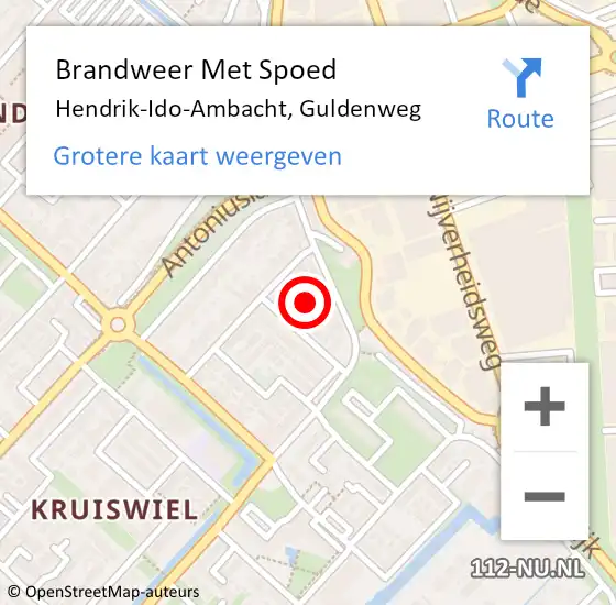 Locatie op kaart van de 112 melding: Brandweer Met Spoed Naar Hendrik-Ido-Ambacht, Guldenweg op 10 juni 2024 17:43