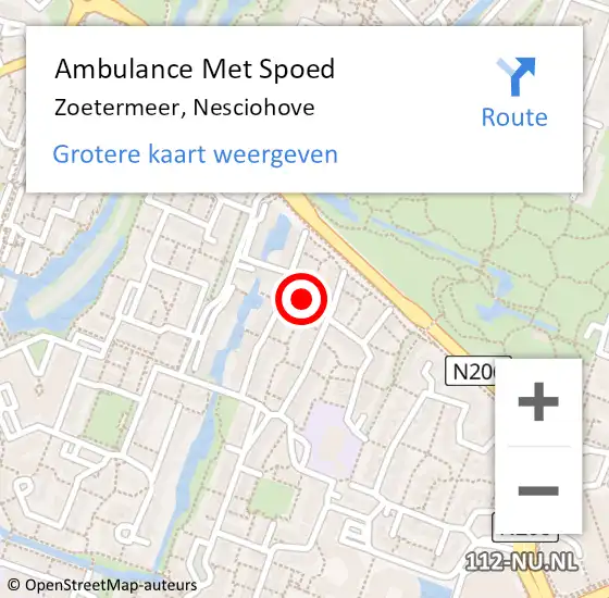 Locatie op kaart van de 112 melding: Ambulance Met Spoed Naar Zoetermeer, Nesciohove op 10 juni 2024 17:46