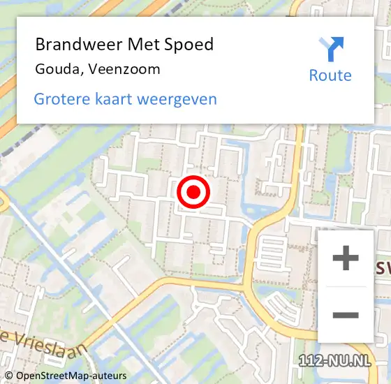 Locatie op kaart van de 112 melding: Brandweer Met Spoed Naar Gouda, Veenzoom op 10 juni 2024 17:51