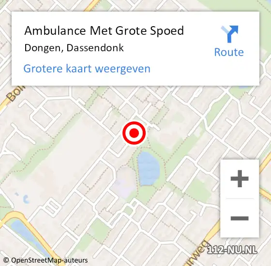 Locatie op kaart van de 112 melding: Ambulance Met Grote Spoed Naar Dongen, Dassendonk op 9 oktober 2014 03:47