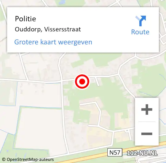 Locatie op kaart van de 112 melding: Politie Ouddorp, Vissersstraat op 10 juni 2024 17:55