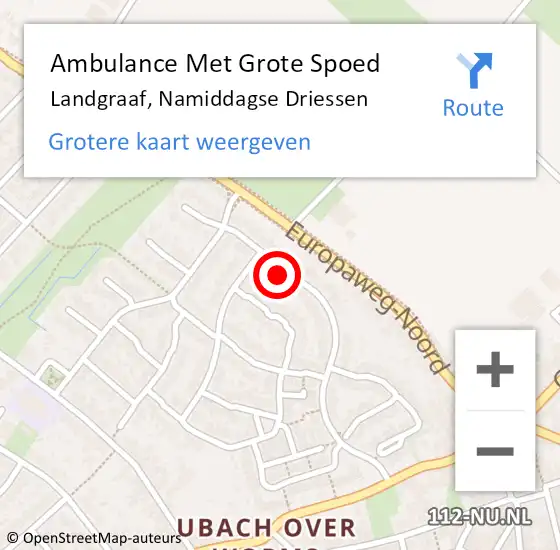 Locatie op kaart van de 112 melding: Ambulance Met Grote Spoed Naar Landgraaf, Namiddagse Driessen op 9 oktober 2014 03:56