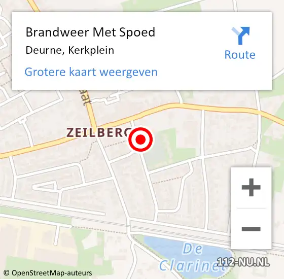 Locatie op kaart van de 112 melding: Brandweer Met Spoed Naar Deurne, Kerkplein op 10 juni 2024 18:10