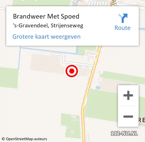 Locatie op kaart van de 112 melding: Brandweer Met Spoed Naar 's-Gravendeel, Strijenseweg op 10 juni 2024 18:10