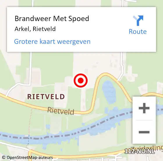 Locatie op kaart van de 112 melding: Brandweer Met Spoed Naar Arkel, Rietveld op 10 juni 2024 18:16