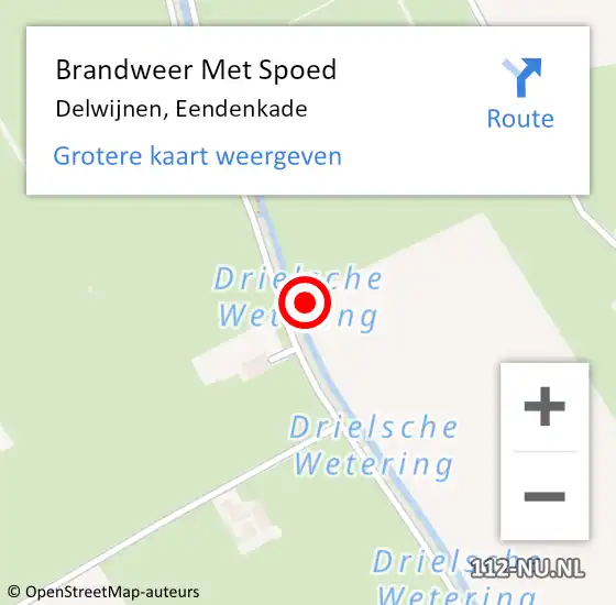 Locatie op kaart van de 112 melding: Brandweer Met Spoed Naar Delwijnen, Eendenkade op 10 juni 2024 18:29
