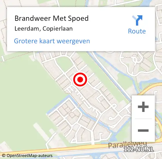 Locatie op kaart van de 112 melding: Brandweer Met Spoed Naar Leerdam, Copierlaan op 10 juni 2024 18:38