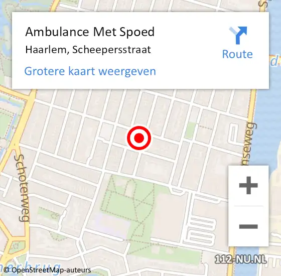 Locatie op kaart van de 112 melding: Ambulance Met Spoed Naar Haarlem, Scheepersstraat op 10 juni 2024 18:44