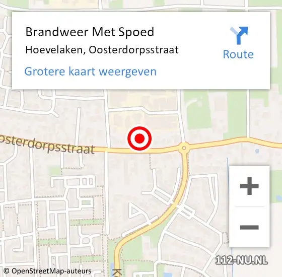 Locatie op kaart van de 112 melding: Brandweer Met Spoed Naar Hoevelaken, Oosterdorpsstraat op 10 juni 2024 19:09