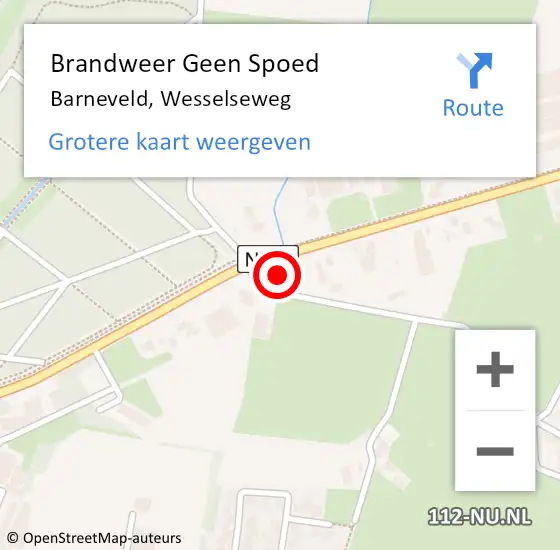 Locatie op kaart van de 112 melding: Brandweer Geen Spoed Naar Barneveld, Wesselseweg op 10 juni 2024 19:17