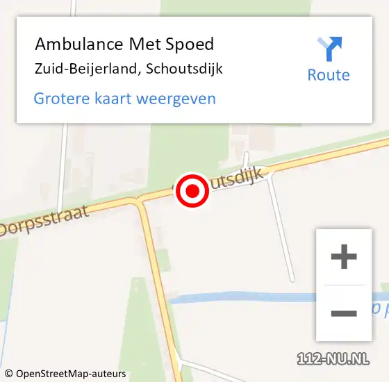 Locatie op kaart van de 112 melding: Ambulance Met Spoed Naar Zuid-Beijerland, Schoutsdijk op 10 juni 2024 19:25