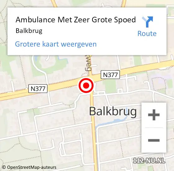 Locatie op kaart van de 112 melding: Ambulance Met Zeer Grote Spoed Naar Balkbrug op 10 juni 2024 19:27