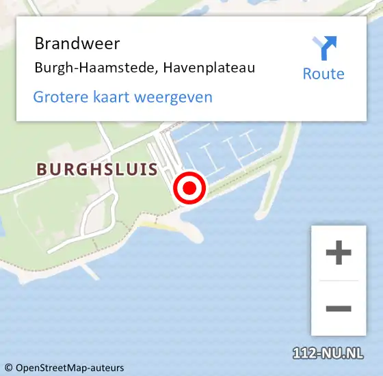 Locatie op kaart van de 112 melding: Brandweer Burgh-Haamstede, Havenplateau op 10 juni 2024 19:30