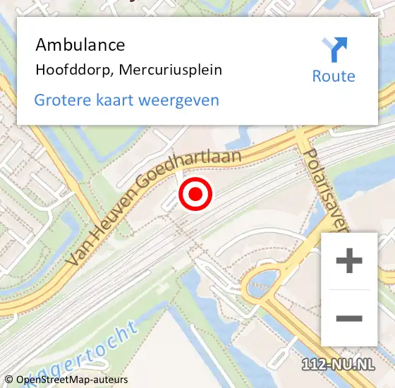 Locatie op kaart van de 112 melding: Ambulance Hoofddorp, Mercuriusplein op 10 juni 2024 19:39