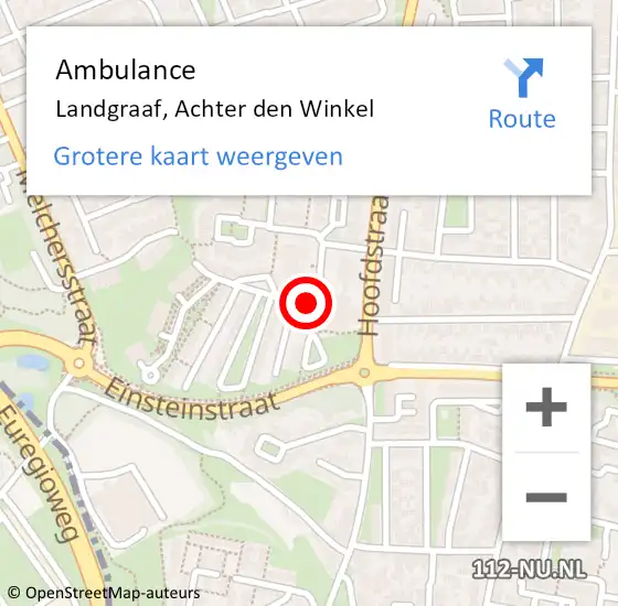 Locatie op kaart van de 112 melding: Ambulance Landgraaf, Achter den Winkel op 9 oktober 2014 04:56