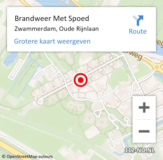 Locatie op kaart van de 112 melding: Brandweer Met Spoed Naar Zwammerdam, Oude Rijnlaan op 10 juni 2024 19:54