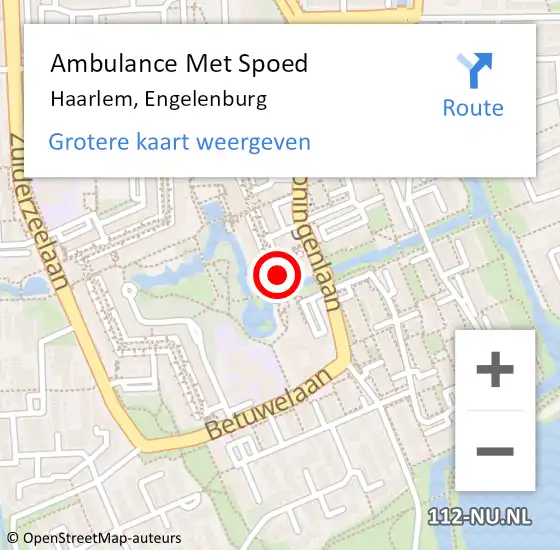 Locatie op kaart van de 112 melding: Ambulance Met Spoed Naar Haarlem, Engelenburg op 10 juni 2024 19:54