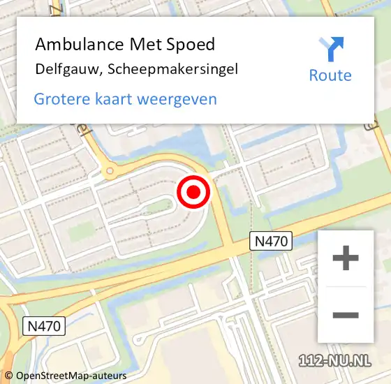 Locatie op kaart van de 112 melding: Ambulance Met Spoed Naar Delfgauw, Scheepmakersingel op 10 juni 2024 19:56