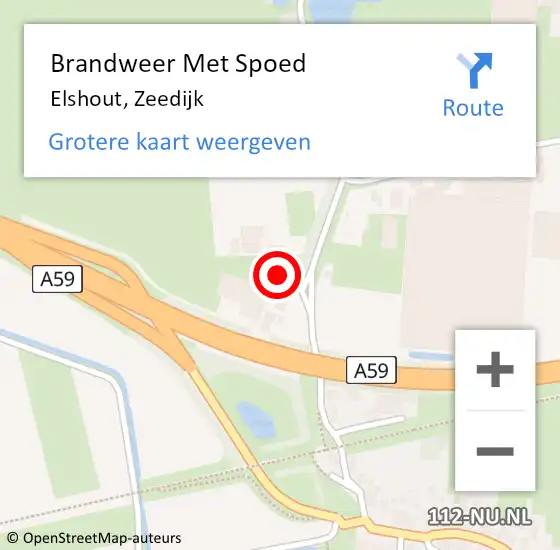 Locatie op kaart van de 112 melding: Brandweer Met Spoed Naar Elshout, Zeedijk op 10 juni 2024 20:02