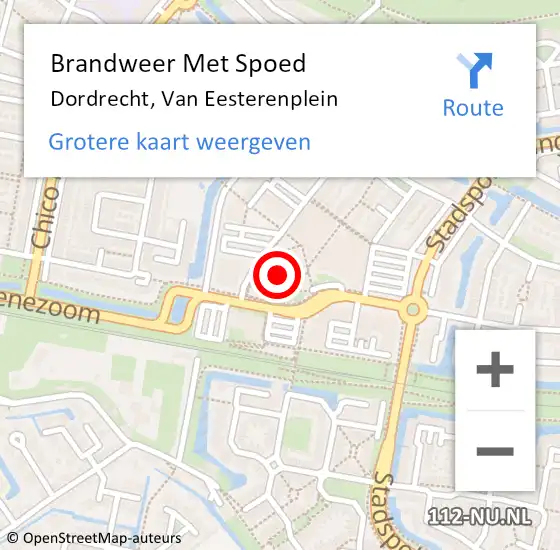 Locatie op kaart van de 112 melding: Brandweer Met Spoed Naar Dordrecht, Van Eesterenplein op 10 juni 2024 20:07