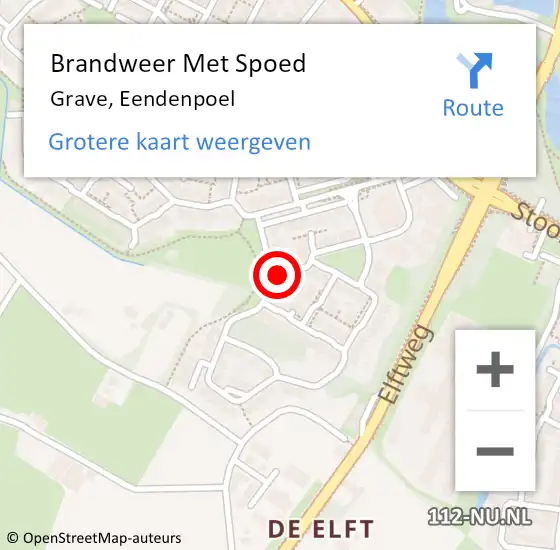 Locatie op kaart van de 112 melding: Brandweer Met Spoed Naar Grave, Eendenpoel op 10 juni 2024 20:10